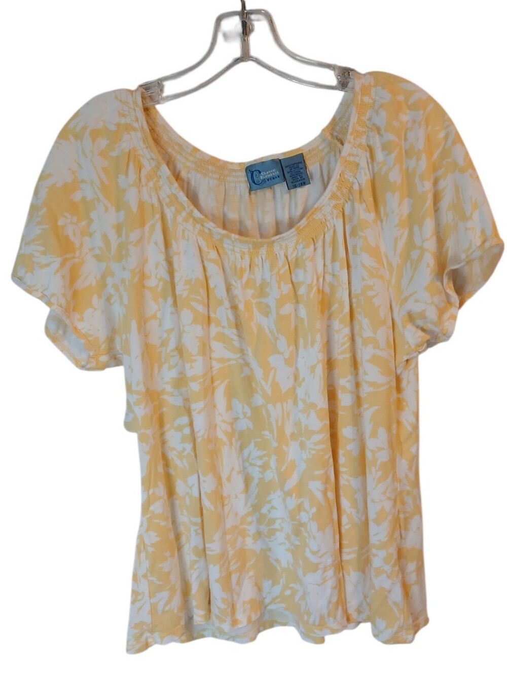Classic Elements Yellow and White Floral Scoop Neck Top